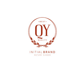 Q Y QY Beauty vector initial logo, handwriting logo of initial signature, wedding, fashion, jewerly, boutique, floral and botanical with creative template for any company or business.