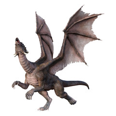 3D Rendering Fairy Tale Dragon on White
