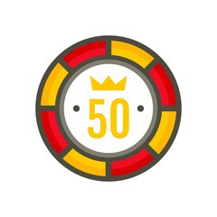 Casino chip 50 icon. Flat illustration of casino chip 50 vector icon for web design