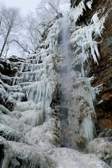 Frozen waterfall Zeleni vir nature park, Croatia