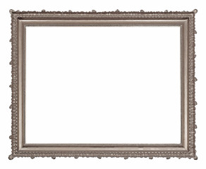 Silver frame for paintings, mirrors or photo isolated on white background