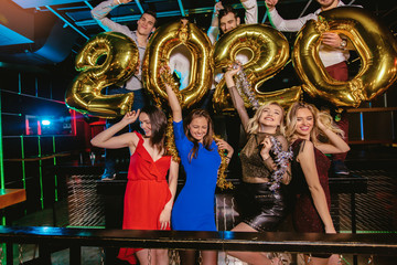 New year party celebration with friends in the club