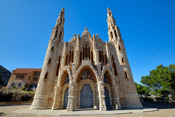 Facade of Sanctuary of Santa Maria Magdalena in Novelda town, spanish Art Nouveau masterpiece in...