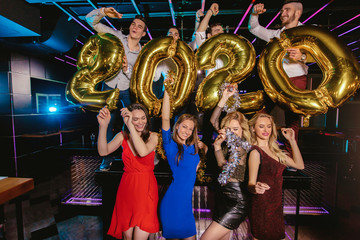 New year party celebration with friends in the club