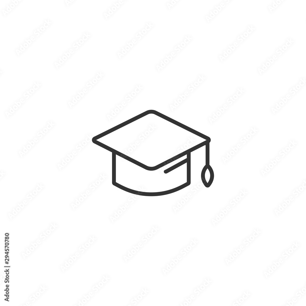 Poster graduation hat cap line icon in simple design on a white background
