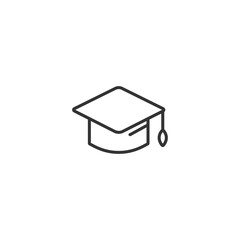 Graduation hat cap line icon in simple design on a white background