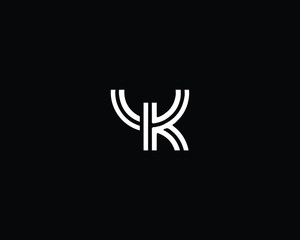 Creative Professional Trendy Letter YK Logo Design in Black and White Color , Initial Based Alphabet Icon Logo