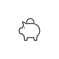 Piggy bank line icon in simple design on a white background