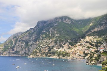 Sea beautiful waves landscape horizon clouds travel vacation Amalfi coast Italy