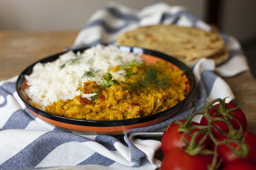 Close-up tomatoes and oriental food
