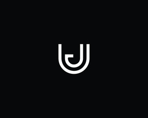 Creative Professional Trendy Letter UJ JU Logo Design in Black and White Color , Initial Based Alphabet Icon Logo
