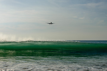 Fototapeta na wymiar Beach near Phuket airport where planes landing