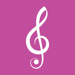 Simple elegant white vector treble clef icon isolated