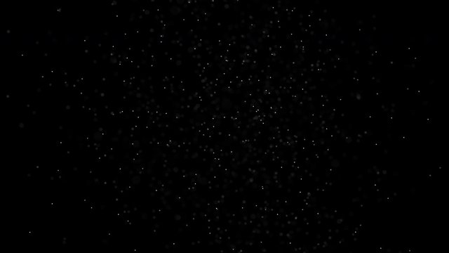 Slow Motion of illustration of snow on isolated black background falling wave swirl in storm in winter cool weather season during beautiful Christmas new year with zoom rotation loop and close up 