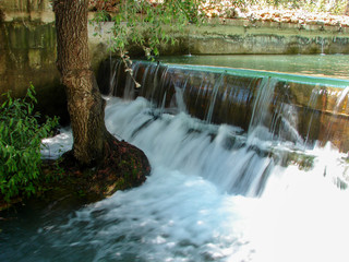 Obraz premium Hasbani river that forms at the border between Lebanon and Israel.
