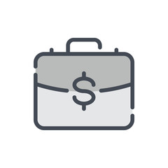 Financial briefcase color line icon. Briefcase with dollar vector outline colorful sign.