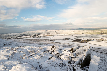 Ilkley moor in snow. Yorkshire