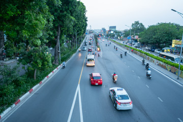 Blurred car traffic background in Hanoi street, Vietnam
