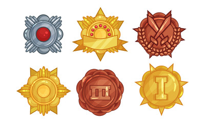 Set Of Vector Illustrations With Melals Of Different Ranges And Metals