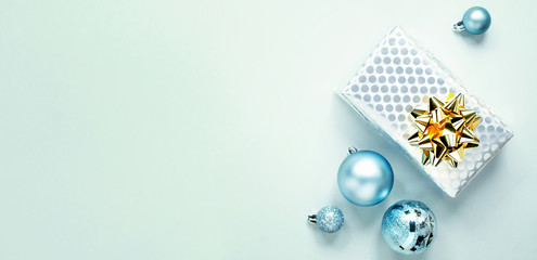 Blue Christmas Flat Lay Background