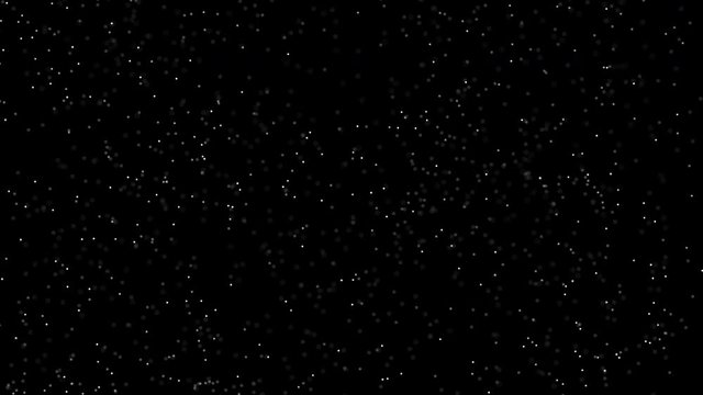 Slow Motion of illustration of snow on isolated black background falling wave swirl in storm in winter cool weather season during beautiful Christmas new year with zoom rotation loop and close up 