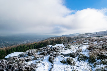 Ilkley moor in snow. Yorkshire
