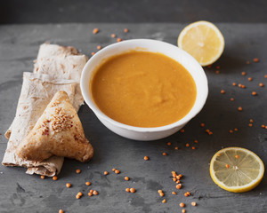 Delicious indian soup with lemon