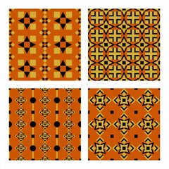 Orange black geometric shapes vector seamless pattern. Simple and creative modern design, islamic style pattern tiles. 