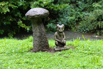 Goblin and Mushroom stone carvings