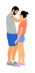 Girlfriend and boyfriend kissing on date vector. Love concept. Boy and girl hugging vector. Togetherness, tenderness and closeness. Young shy couple in love hug. Teenagers romance, feelings in puberty