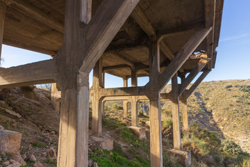 Fototapeta na wymiar abandoned buildings in the Conjuro mine (Spain)