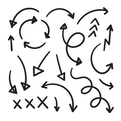 Hand drawn arrow mark icons vector