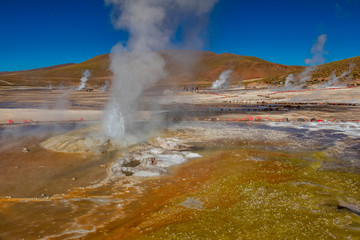 Detailed view of El Tatio geyser in Atacama