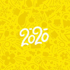 2020 New Year logo. Greeting card with inscription 2020 for your layout flyers and greetings card or christmas themed invitations. Vector Illustration. Isolated on white background.