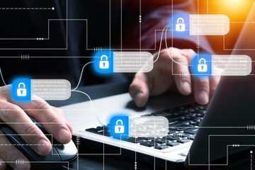 Hacker attack and data breach, information cocncept