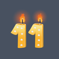 Eleven Birthday cards on dark