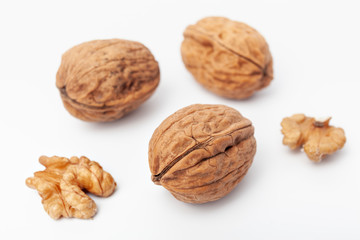walnuts isolated on white background