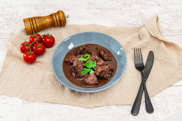 Homemade Beef cheek with wine sauce