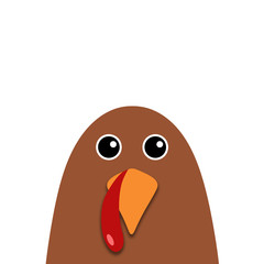 Fototapeta premium Happy Thanksgiving text Cartoon Turkey on white background Thanksgiving poster.