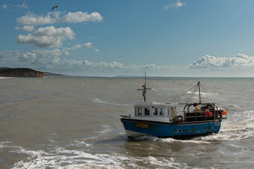 A fishing boat at West Bay in Dorset
