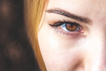 beautiful brown eyes girl close-up