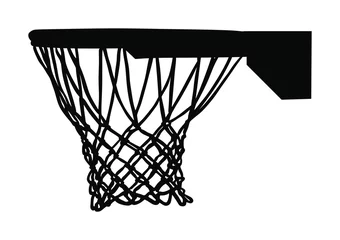Fotobehang Basketball hoop and net vector silhouette isolated on white background. Equipment for basket ball court. Play sport game. © dovla982