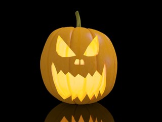 jack o lantern with screaming expression on black background