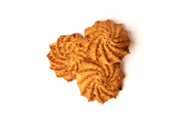 Cookies with cinnamon isolated on white background.