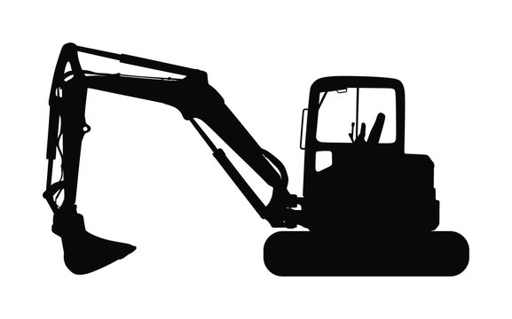 recommend clip art: Big bulldozer loader vector silhouette isolated on white background. Dusty digger silhouette illustration. Excavator dozer for land. Under construction. Building machine bager. Motor grader isolated.