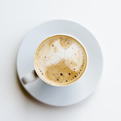 Delicious top view coffee with cream