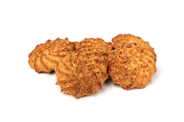 Cookies with cinnamon isolated on white background.