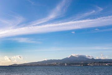 Les Trois-Ilets, Martinique, FWI - View to Fort-de-France and Carbet Mountains