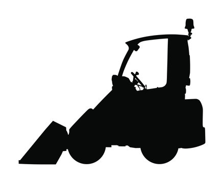 recommend clip art: Mini bulldozer, skid loader vector silhouette isolated on white background. Digger. Excavator dozer for land. Under construction. Industrial building machine bager. Motor grader. Hard work industry.