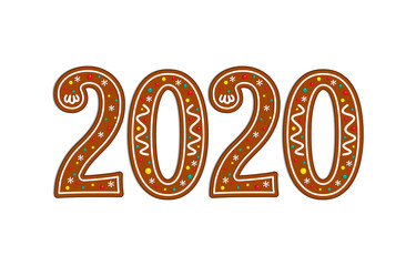 Gingerbread christmas symbol. New year icon. 2020. Vector illustration.